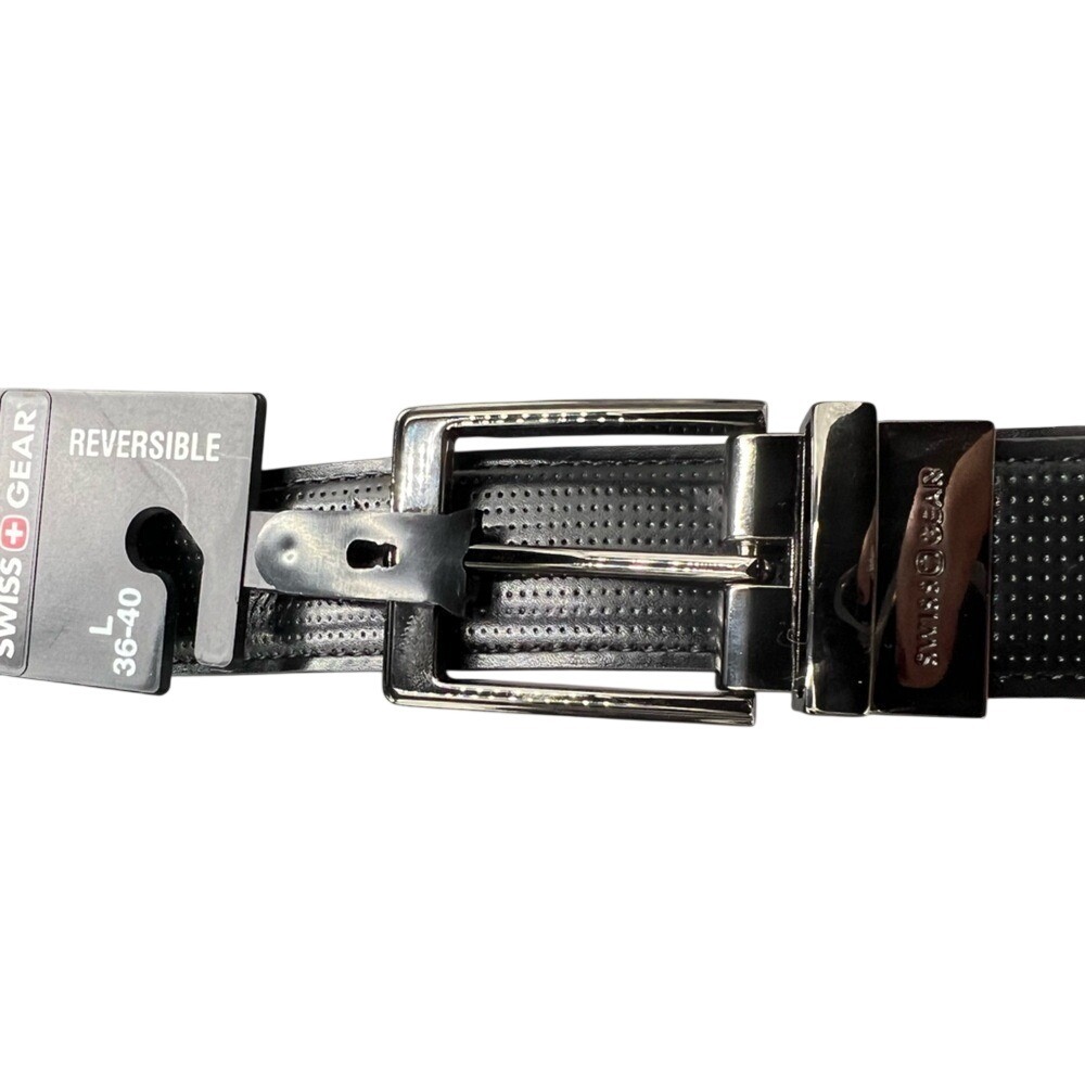 Men's Swiss Gear reversible black brown belt. Size‎ L 36-40. buckle is gun metal